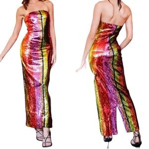 Sugar + Lips Rainbow Sequin Maxi Dress